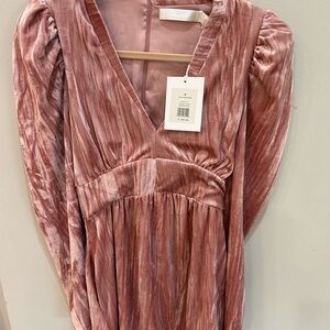 Rachel Parcell Blush Velvet Long Sleeve Dress